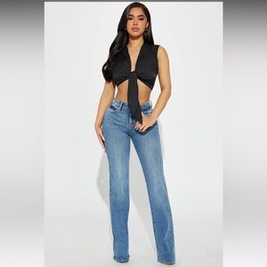 Black Front Tie Crop Top Fashion Nova